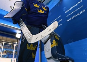 GANGNEUNG, SOUTH KOREA - FEBRUARY 14: Sweden's Sara Grahn #1 leaves the ice after warmup before taking on Team Switzerland during preliminary round action at the PyeongChang 2018 Olympic Winter Games. (Photo by Matt Zambonin/HHOF-IIHF Images)

