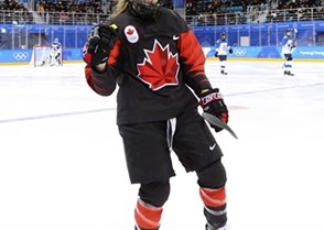 GANGNEUNG, SOUTH KOREA - FEBRUARY 13: Canada's Meghan Agosta #2 celebrates after a first period goal against Finland during preliminary round action at the PyeongChang 2018 Olympic Winter Games. (Photo by Andre Ringuette/HHOF-IIHF Images)

